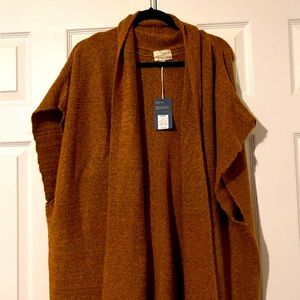 Fuzzy, pumpkin colored fall cardigan